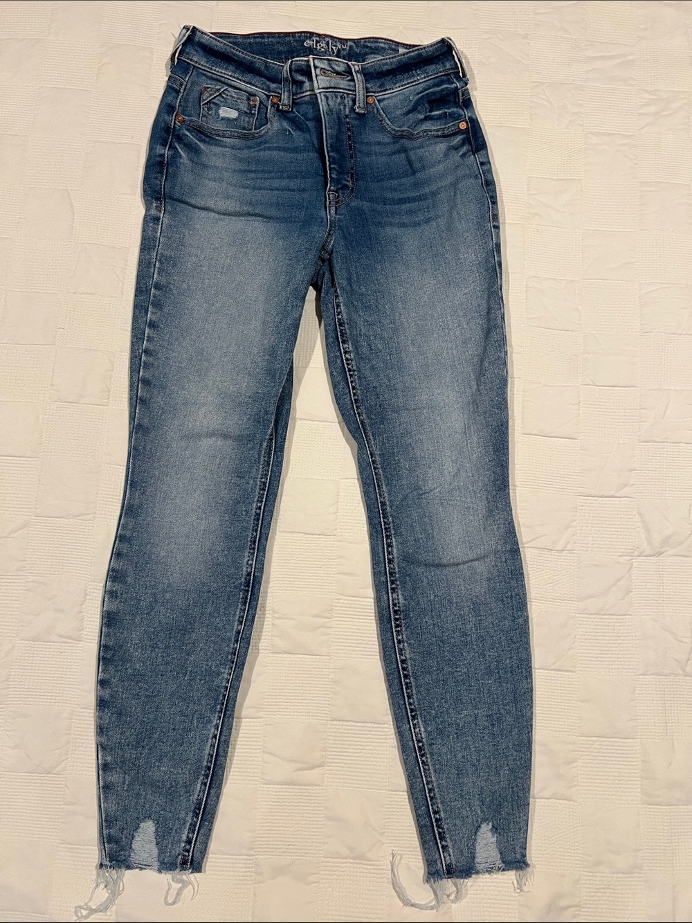 edge Distressed Dark Blue Skinny Jeans